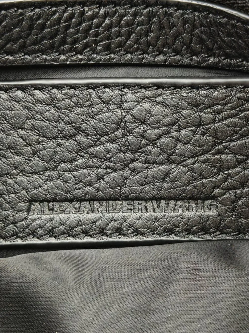 Alexander Wang Black Pebbled Leather Wristlet Pouch Clutch Zip Cosmetic Case